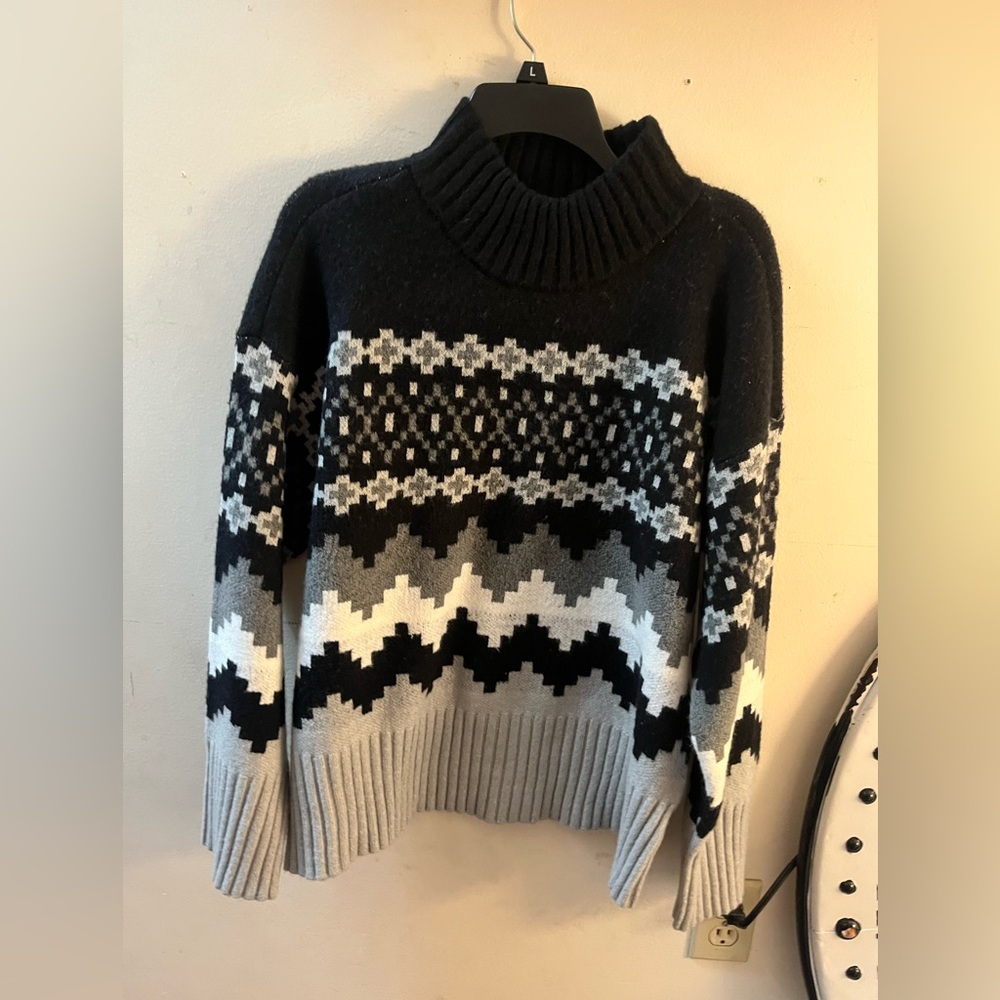 Joseph Black and Gray Turtleneck Sweater